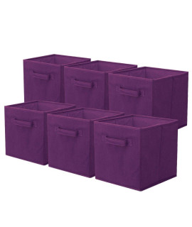 ShellKingdom Storage Bins, Foldable Fabric Storage cubes And cloth Storage Organizer Drawer For closet And Toys Storage, 6 Pack (Purple)