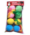 Nargos 1.5 Dia Colorful Golf Sponge Foam Balls Cats Toys with Feathers-Christmas Version (8 Pack)