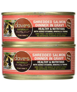 Dave'S Naturally Healthy Shredded Salmon In Gravy For Cats, 5.5 Oz Can (Case Of 24 )