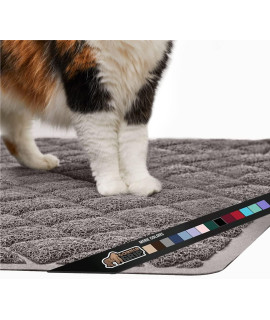 Gorilla Grip Thick Cat Litter Trapping Mat, 35X23, Less Waste, Traps Mess From Box For Cleaner Floors, Stays In Place For Cats, Soft On Kitty Paws, Easy Clean, Large Size, Durable Backing, Gray
