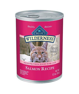 Blue Buffalo Wilderness High Protein Grain Free Natural Adult Pate Wet Cat Food, Salmon 12.5-oz (pack of 12)
