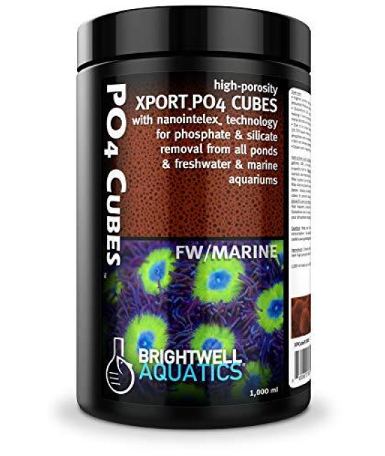 Brightwell Aquatics Xport PO4 cubes - High-Porosity cube Filter Media for Phosphate & Silicate Removal from All Ponds & Freshwater & Marine Aquariums 1000ML (XPcubeP1000)