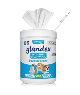 Glandex Dog, Cat & Pet Wipes Cleansing & Deodorizing Hygienic Anal Gland Grooming Wipes 75 ct Fresh Scent - by Vetnique Labs