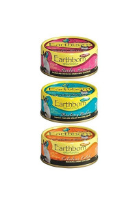 Earthborn Holistic Wet Cat Food Variety Pack - 3 Flavors (Catalina Catch, Harbor Harvest, and Monterey Medley) - 3 Ounces Each (12 Total Cans)