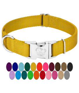 country Brook Design - Vibrant 25+ color Selection - Premium Nylon Dog collar with Metal Buckle (Small, 34 Inch, gold)