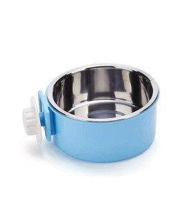Rubyhome Dog Bowl Feeder Pet Puppy Food Water Bowl, 2-In-1 Plastic Bowl Stainless Steel Bowl, Removable Hanging Cat Rabbit Bird Food Basin Dish Perfect For Crates Cages, Blue