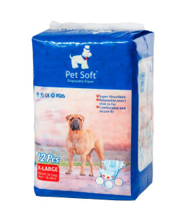 Pet Soft Dog Diapers Female - Disposable Puppy Diapers, cat Diapers 12pcs XLarge
