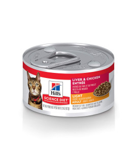 Hills Science Diet Wet cat Food, Adult, Light, Liver & chicken Recipe, 29 oz cans, 24 Pack