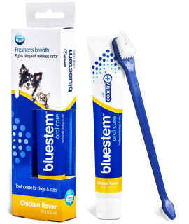Dog Toothbrush and Toothpaste : chicken Flavor Tooth Paste with Tooth Brush for Dogs cats Teeth Brushing cleaner Pet Breath Freshener Oral care Dental cleaning Kit Tartar Plaque Remover Brushes