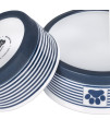 Bone Dry Paw & Patch Ceramic Pet Collection, Small Bowl, 4.25x2, Nautical Blue
