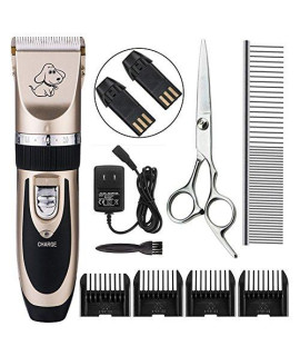 Otstar Low Noise Rechargeable Cordless Pet Dog and Cat Grooming Clippers Kit Set tools with 2 Batteries
