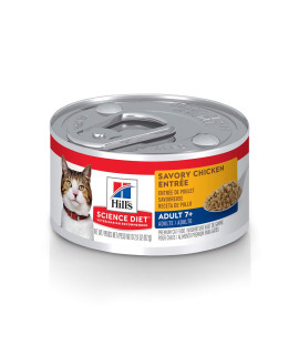 Hills Science Diet Wet cat Food Adult 7+ for Senior cats Minced Savory chicken Recipe 2.9 oz cans 24-pack