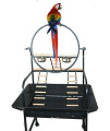 Extra Large O Wrought Iron Stand for Medium or Large Parrot cockatoos Macaws Play gym ground Seed Skirts(Black Vein)