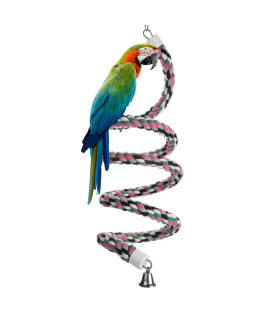 AigouA Bird Spiral Rope Perch, cotton Parrot Swing climbing Standing Toys with Bell (Large - 944 inch)