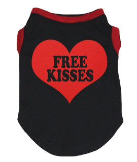Petitebella Free Kisses Heart Puppy Dog Shirt (Blackred, Small)