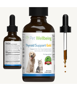 Pet Wellbeing Thyroid Support gold for cats - Vet-Formulated - Supports Overactive Thyroid in Felines - Natural Herbal Supplement 2 oz (59 ml)