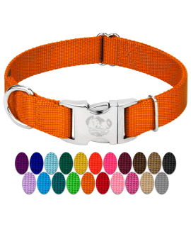 country Brook Design - Vibrant 25+ color Selection - Premium Nylon Dog collar with Metal Buckle (Small, 34 Inch, Orange)