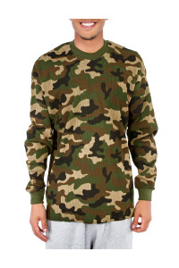 Pro club Mens Heavyweight cotton Long Sleeve Thermal Top, 3X-Large, green camo