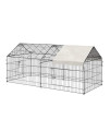 PawHut Outdoor Metal Kennel Enclosure for Small Animals, Utilizable as Rabbit or Chicken Run, 87 x 41, Black & White