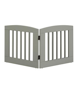 BarkWood Freestanding Wood Pet gate - 2 Panel Expansion - Medium - 24H - grey Finish