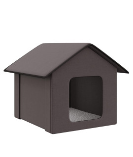 Pawhut Heated Cat Houses For Outdoor And Indoor Portable Kitty Shelter Waterproof And Insulated Brown