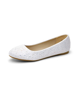 Dream Pairs Womens Sole-Shine White Rhinestone Ballet Flats Shoes - 11 M Us