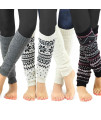 TeeHee gift Box Womens Fashion Leg Warmers 4pairs gift Box crochet geometric Pattern (Assorted B)