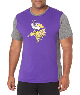 Ultra game NFL Minnesota Vikings Mens T-Shirt Raglan Block Short Sleeve Tee Shirt, Team color, Small