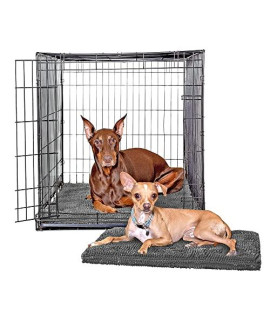 Soggy Doggy Doormat crate Mate Dog Bed Microfiber chenille Dog Mats comfy Dog Mats for Sleeping & Drying Ultra-Absorbent Dog Beds & Furniture for Kennels or crates gray Small18 x 24 1901824