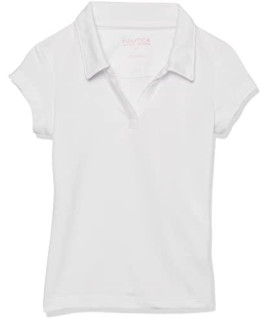 Nautica girls School Uniform Short Sleeve Performance Polo Shirt, White, 6 US