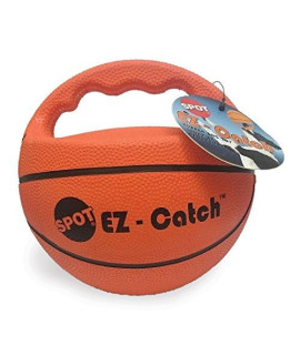 SPOT EZ Catch 6 Ball | Dog Ball with Handle | Rubber Basketball Design | Pet Toys | Dog Toys | Dog Squeaky Toy | Interactive Dog Toys | Dog Balls | Dog Backyard Fun | Durable Dog Toys | Play Fetch