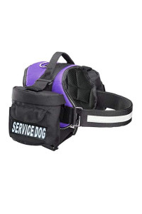 Doggie Stylz Service Dog Harness with Removable Saddle Bag Backpack Carrier Traveling Carrying Bag. 2 Removable Patches. Please Measure Dog Before Ordering. Made (Girth 24-31", Purple)