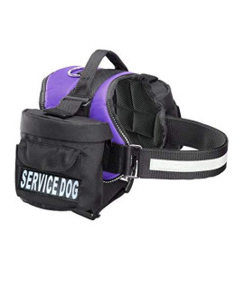 Doggie Stylz Service Dog Harness with Removable Saddle Bag Backpack Carrier Traveling Carrying Bag. 2 Removable Patches. Please Measure Dog Before Ordering. Made (Girth 24-31", Purple)