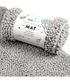 CatGuru Waterproof Non-Slip Machine Washable Cat Litter Mat, Extra Large, 36-Inch x 28-Inch, Grey