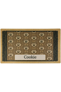Drymate Personalized Pet Bowl Placemat, Custom Dog Cat Food Feeding Mat - Absorbent Fabric, Waterproof Backing - Machine Washabledurable (Usa Made) (16 X 28) (Brown Paw Braid)