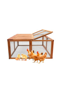 Magshion Wooden chicken coop Rabbit Hutch Pet cage Wood Small Animal Poultry cage Run (Natural)