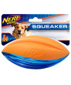 Nerf Dog Rubber Football Dog Toy with Interactive Squeaker, Lightweight, Durable and Water Resistant, 6 Inches, for Medium/Large Breeds, Single Unit, Blue and Orange