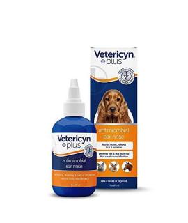 Vetericyn Plus Ear Rinse. Cleaning Solution for Dogs, Cats and All Animals. Alleviate Irritation and Remove Odors and Foreign Materials Safely and Pain-Free. 3 oz. (Packaging/Bottle Color May Vary)