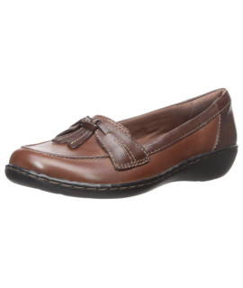 clarks Womens Ashland Bubble Slip-On Loafer, Brown Leather, 11 XW US
