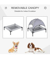PawHut Elevated Portable Dog Cot Cooling Pet Bed with UV Protection Canopy Shade, 24 inch