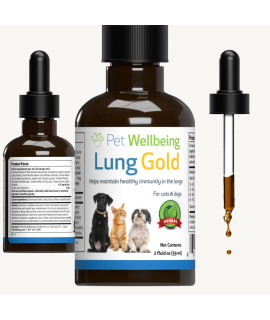 Pet Wellbeing Lung gold for cats - Vet-Formulated - Lung Respiratory Immune Support, Open Airways, Easy Breathing - Natural Herbal Supplement 2 oz (59 ml)