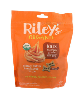 Rileys Organics Organic Dog Treats Peanut Butter & Molasses Recipe Small - case of 6 - 5 OZ