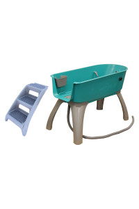 Booster Bath Elevated Pet Bathing X-Large with Step combo (combo) Teal Model:BB-XL-Step