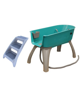 Booster Bath Elevated Pet Bathing X-Large with Step combo (combo) Teal Model:BB-XL-Step