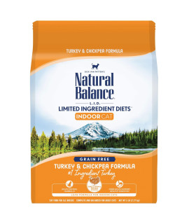 Natural Balance Limited Ingredient Diet Turkey & Chickpea | Indoor Adult Cat Grain-Free Dry Cat Food | 5-lb. Bag