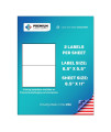 Premium Label Supply White Sticker Half Sheet Labels - 85 x 55 - LaserInkjet compatible - (2 LabelsSheet), 1000 Sheets - 2000 Total Adhesive Labels