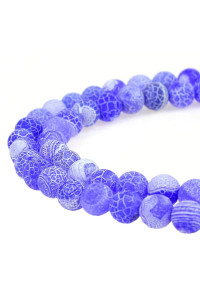 Mjdcb Natural Light Blue Frosted Agate Round Stone Beads For Jewelry Making Diy Bracelets Necklaces (8Mm)