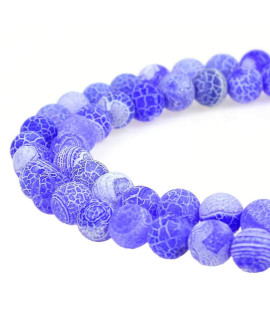 Mjdcb Natural Light Blue Frosted Agate Round Stone Beads For Jewelry Making Diy Bracelets Necklaces (8Mm)