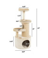 PETMAKER Cat Tree Condo with Tunnel 4 Tier with Scratching Post, 43, Tan