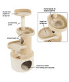 PETMAKER Cat Tree Condo with Tunnel 4 Tier with Scratching Post, 43, Tan